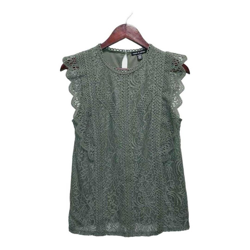Beautiful green lace top by Cable‎ and Gauge Size XS